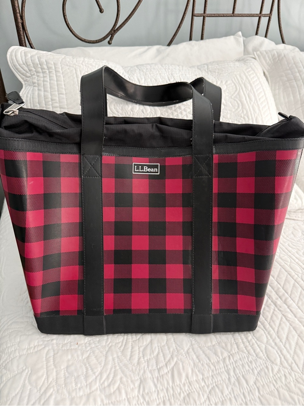 L.L. Bean Red & Black Buffalo Plaid Tote - Vulcanized Rubber